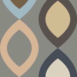 Abstract Modern Geometric in Beige Brown Blue and Grey - Large