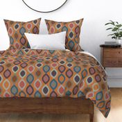 Abstract Modern Geometric in Teal Green Grey and Orange - Large 