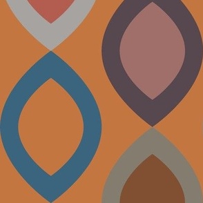 Abstract Modern Geometric in Teal Green Grey and Orange - Large 