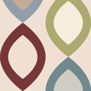 Abstract Modern Geometric in Burgundy Blue Green and Pink - Large