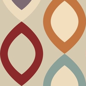 Abstract Modern Geometric in Orange Red Teal and Beige - Large