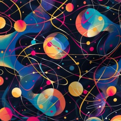 Abstract Orbits: Vibrant Celestial Confetti