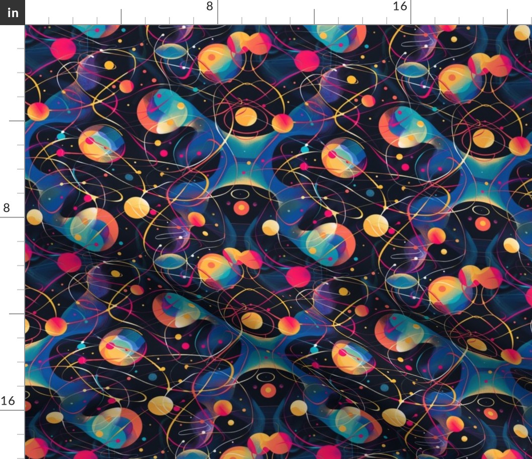 Abstract Orbits: Vibrant Celestial Confetti