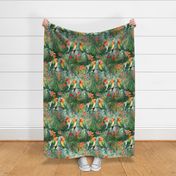 Tropical Print And Lovebirds