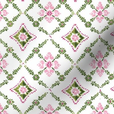 Country Garden: Pink Blooms and Greenery Lattice