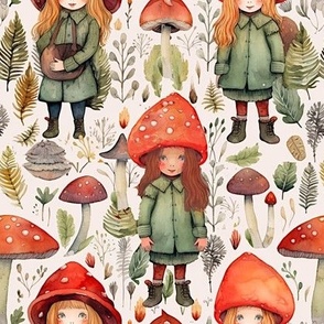 Mushroom Girls And Mushrooms