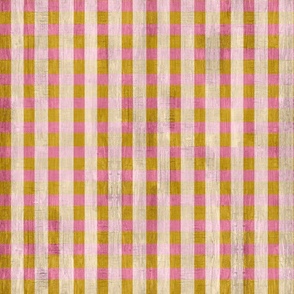Textured plaid in pink olive and off white