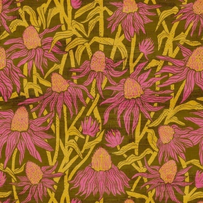 Coneflower Garden with olive background