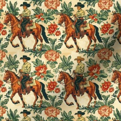 Cowboy Equestrian Floral Tapestry