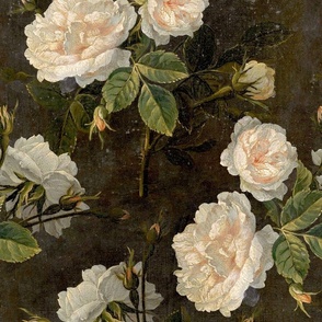 MONNOYER'S WHITE ROSES IN ANTIQUE ORIGINAL
