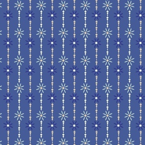 Medium Abstract Palm Tree Vertical Stripe in Blue and Cream. 