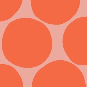 Bold Dots Large Scale Orange on pink