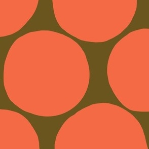 Bold Dots Large Scale Orange on olive