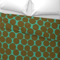 Bold Dots Large Scale Olive on green