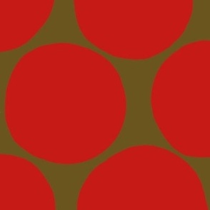 Bold Dots Large Scale Red on olive