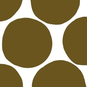 Bold Dots Large Scale Olive on white