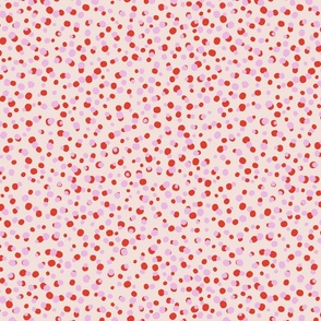 L| Organic Dotty pink and berry red dot Shapes Confetti on beige