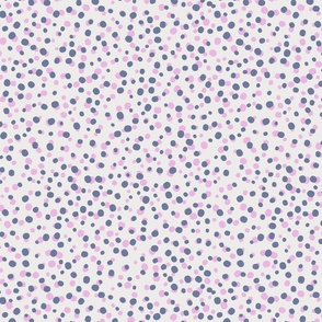 L| Organic Dotty denim blue and pink dot Shapes Confetti on white