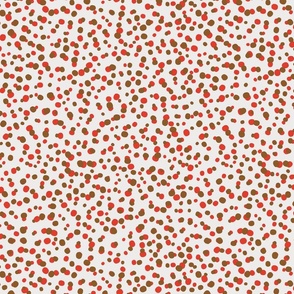 L| Organic Dotty berry red and brown dot Shapes Confetti on white