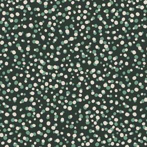 M| Organic Dotty green and off-white dot Shapes Confetti on dark