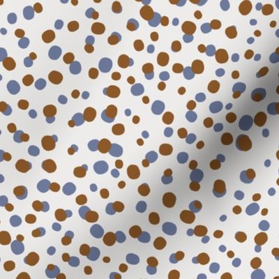L| Organic Dotty brown and denim blue dot Shapes Confetti on white
