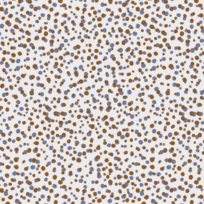 L| Organic Dotty brown and denim blue dot Shapes Confetti on white