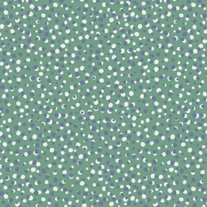 L| Organic Dotty denim blue and white dot Shapes Confetti on Lehigh green