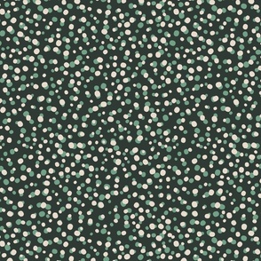 L| Organic Dotty green and off-white dot Shapes Confetti on dark