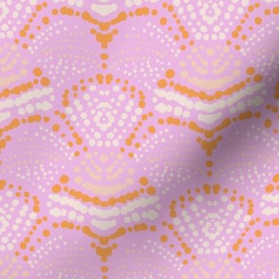 L|Pattern of peach orange white Dots Creating Organic Shapes on magenta pink