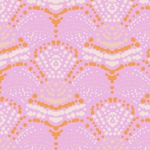L|Pattern of peach orange white Dots Creating Organic Shapes on magenta pink