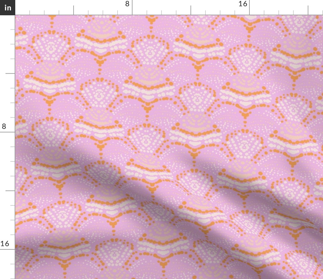 L|Pattern of peach orange white Dots Creating Organic Shapes on magenta pink