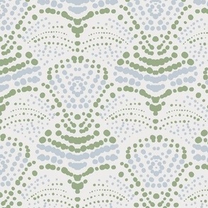 L|Pattern of light blue jade green  Dots Creating Organic Shapes on beige