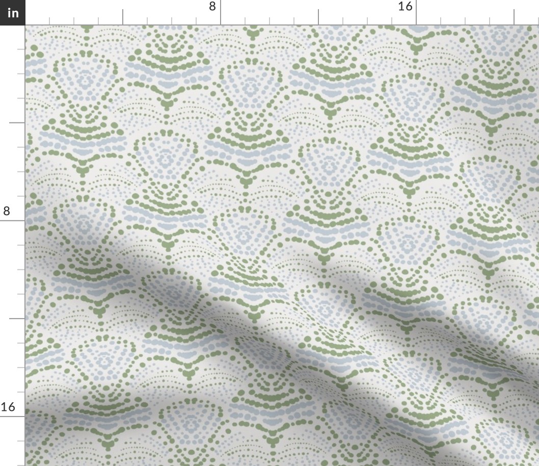 L|Pattern of light blue jade green  Dots Creating Organic Shapes on beige