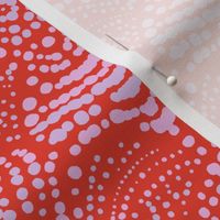 L|Pattern of light blue pink Dots Creating Organic Shapes on scarlet