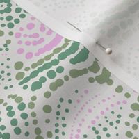 L|Pattern of light jade green pink Dots Creating Organic Shapes on beige