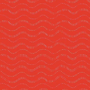 L| Organic pink white dot shapes making wavy waves on scarlet