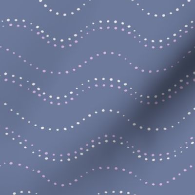 L| Organic pink white dot shapes making wavy waves on blue-gray