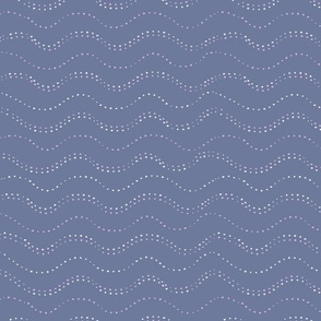 L| Organic pink white dot shapes making wavy waves on blue-gray