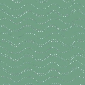 M| Organic pink white dot shapes making wavy waves on green