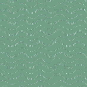 L| Organic pink white dot shapes making wavy waves on green