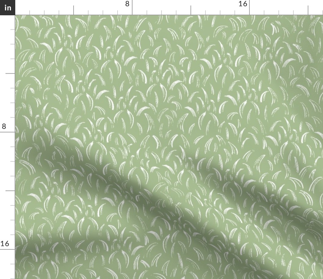 Block Print Coordinate White Grass on Light Green