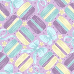 Lavender & Berry Flavour | Medium | Pastel French Macarons and Coquette Bows