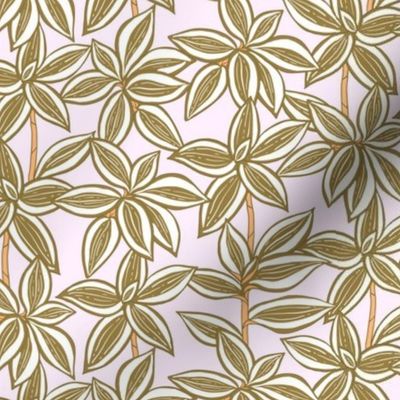 Tropical plant leaves brown color in light pink background