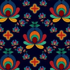Otomi Floral Embroidery in Bright Multi