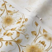 Chic Simplicity: Repeat Floral Vines in Classic Gold and White
