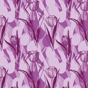 Tulips, purple, middle.