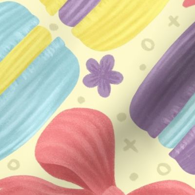 Berry Vanilla Flavour | Large | Pastel French Macarons and Coquette Bows