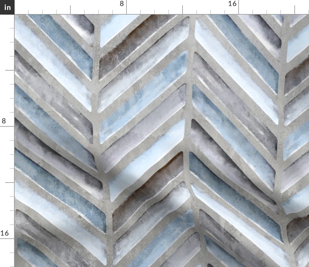 Chevron stone earthy blue gray