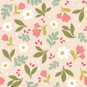 Ditsy Floral large 12" Cream