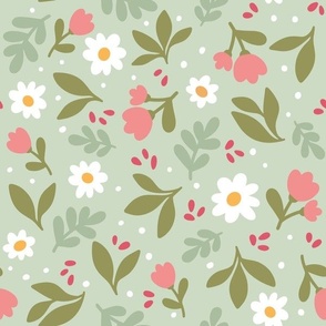Ditsy Floral large 12" Mint